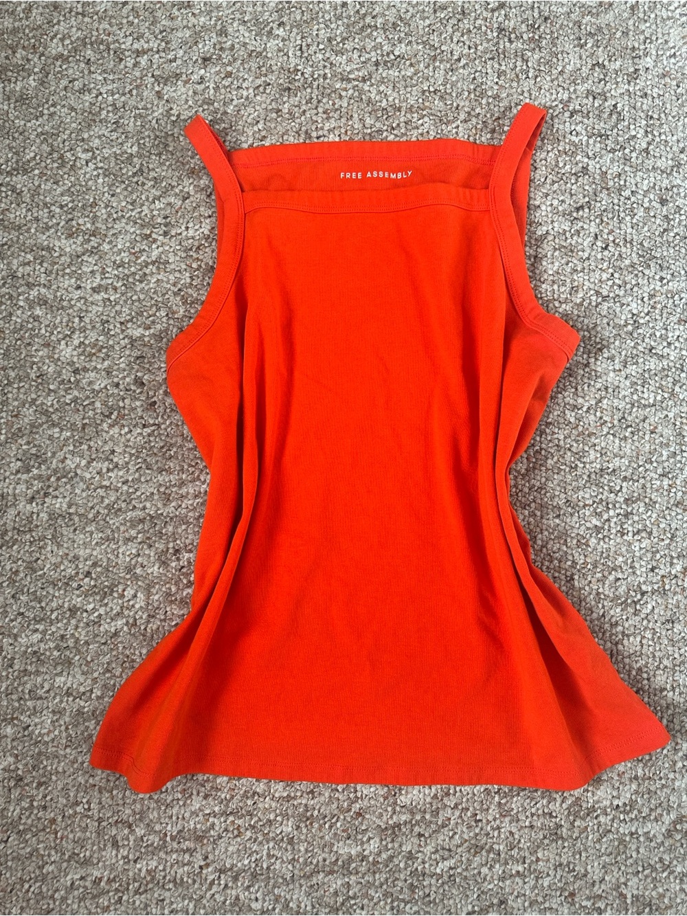 Free Assembly Women's Bright Orange Ribbed Square-Neck Tank